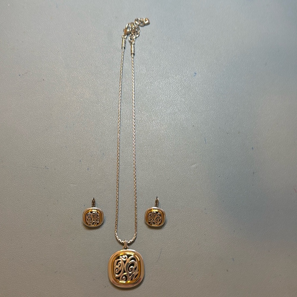 Brighton silver/gold necklace with matching earrings